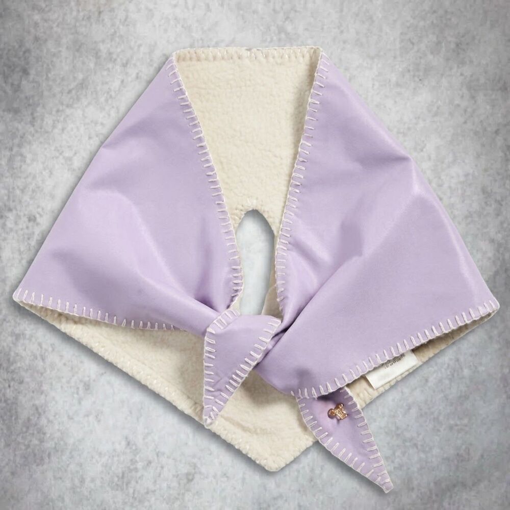 Nanushka Aditi Triangle Scarf Reversible 2 in 1 Vegan Leather Purple Cream $245